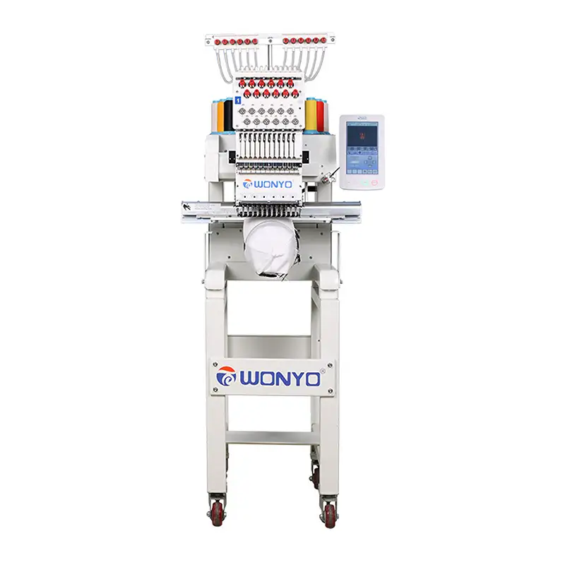ماكينة تطريز WONYO ذات رأس واحد و12 إبرة، مساحة التطريز 360 × 200 مم، 1200 غرزة في الدقيقة، موديل WYQ1201 1