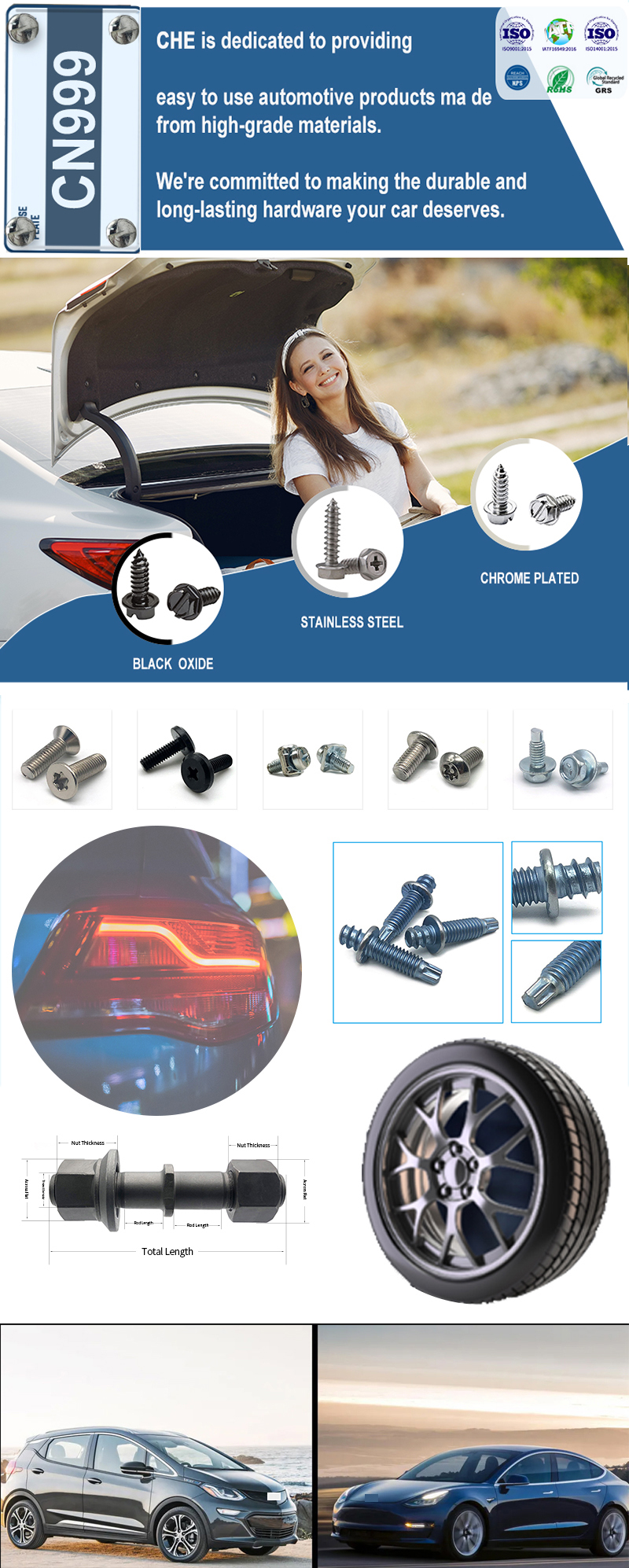 Custom Hexagonal Ball Fasteners Joint Round Steering Ball Head Stud/Bolt/Screw 8