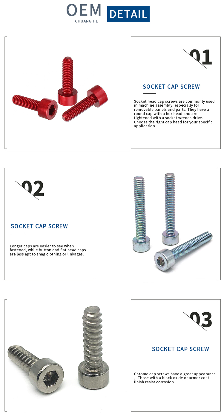 Chuanghe - Custom m2 m3 m4 Aluminum alloy 6061 7075 colorful Allen screw socket screw 10