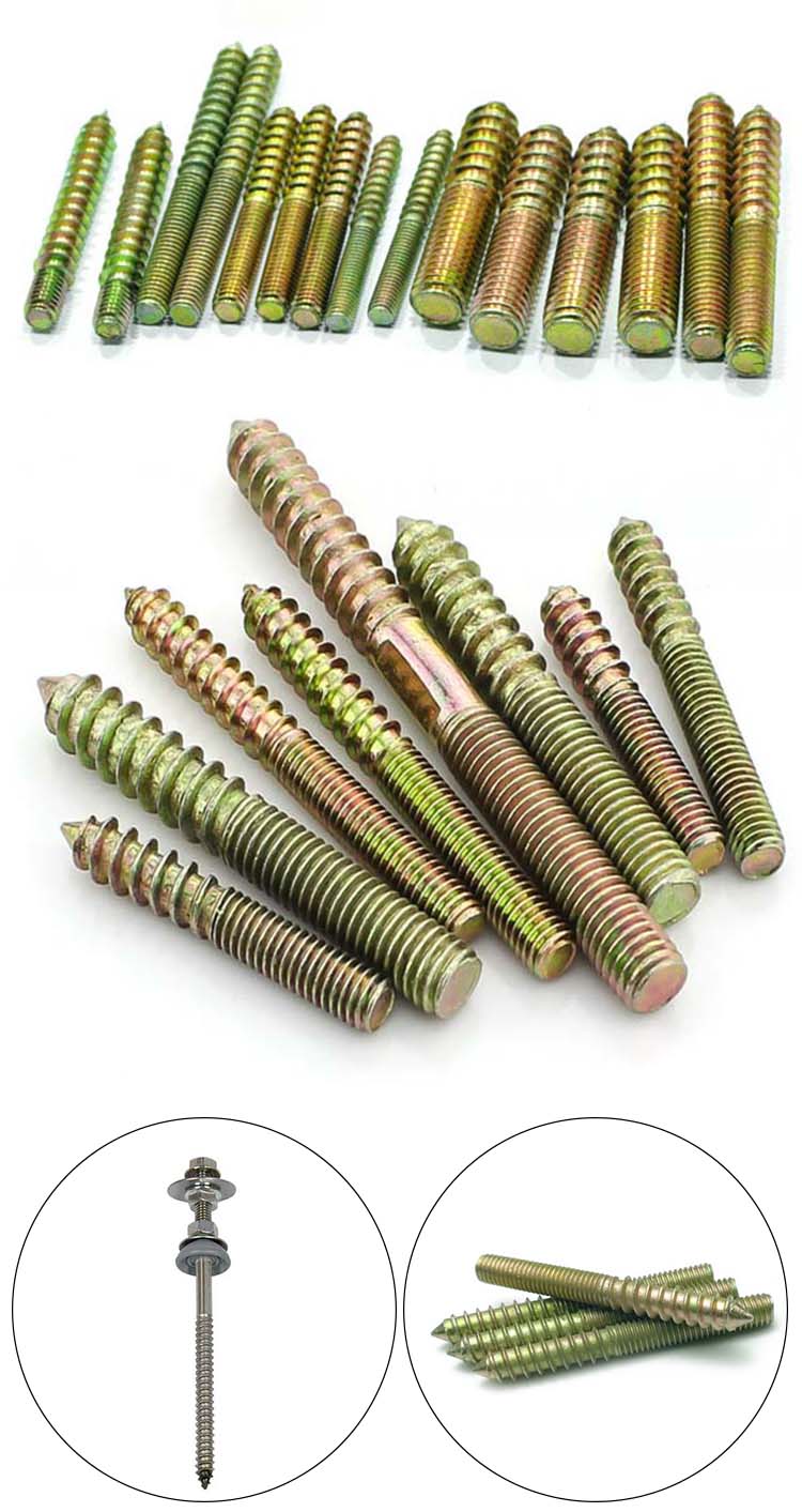 Chuanghe - China wholesale M4 M5 M6 Threaded hanger bolt Metal Wood Dowel Screw high strength stainless steel double end thread stud bolt hanger bolt 9