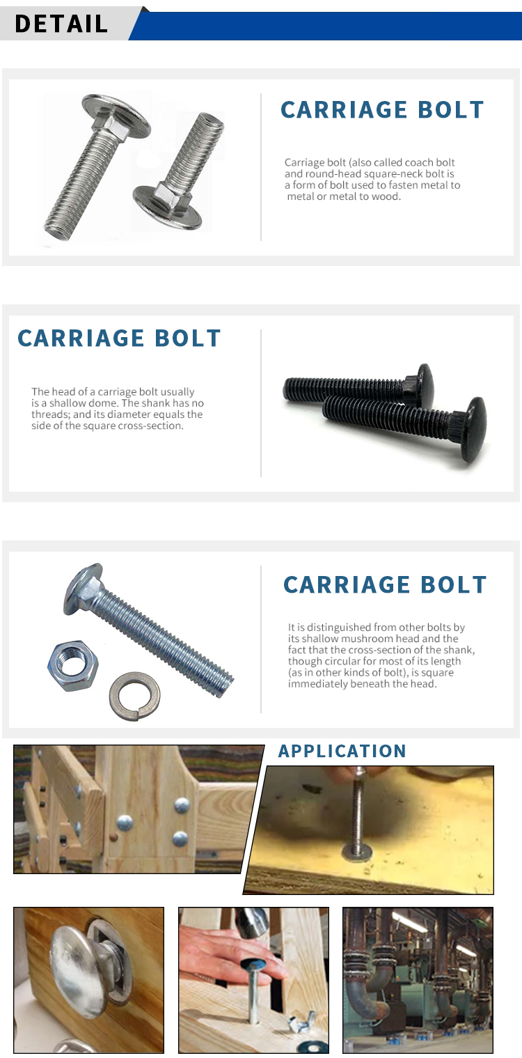 Chuanghe - DIN 603 M10x120 M6x12 Black Carriage Bolts Carriage bolt 10