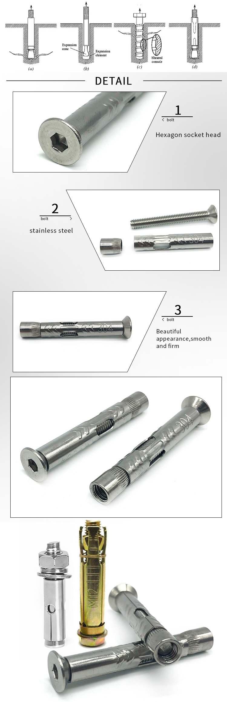 Wholesale galvanized direct low price m12 10mm stainless steel heavy duty expansion concrete bolt fasteners wedge anchor bolts