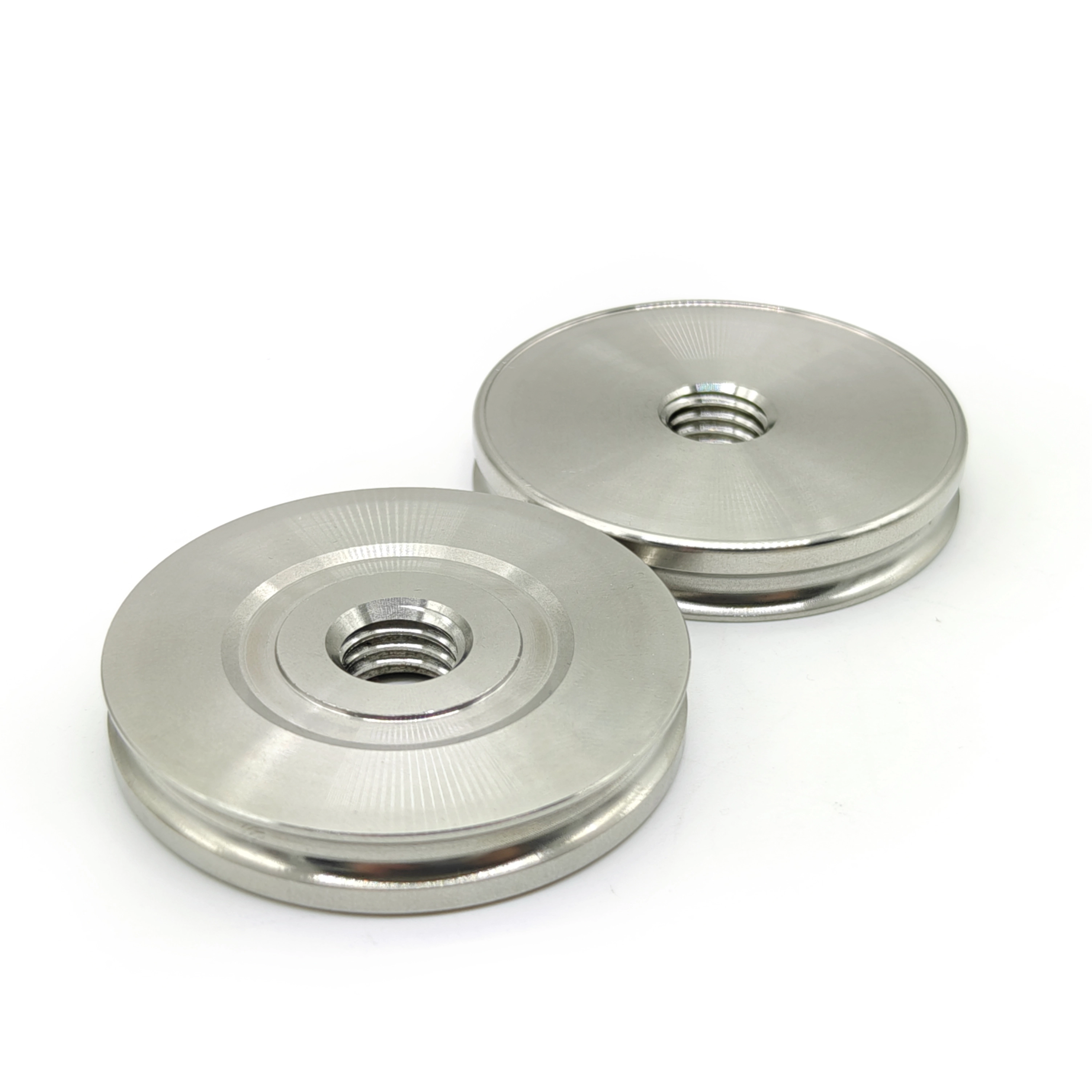 Custom High Precision CNC Machining Stainless Steel U Groove Pulley Roller For Lifting Platform 1