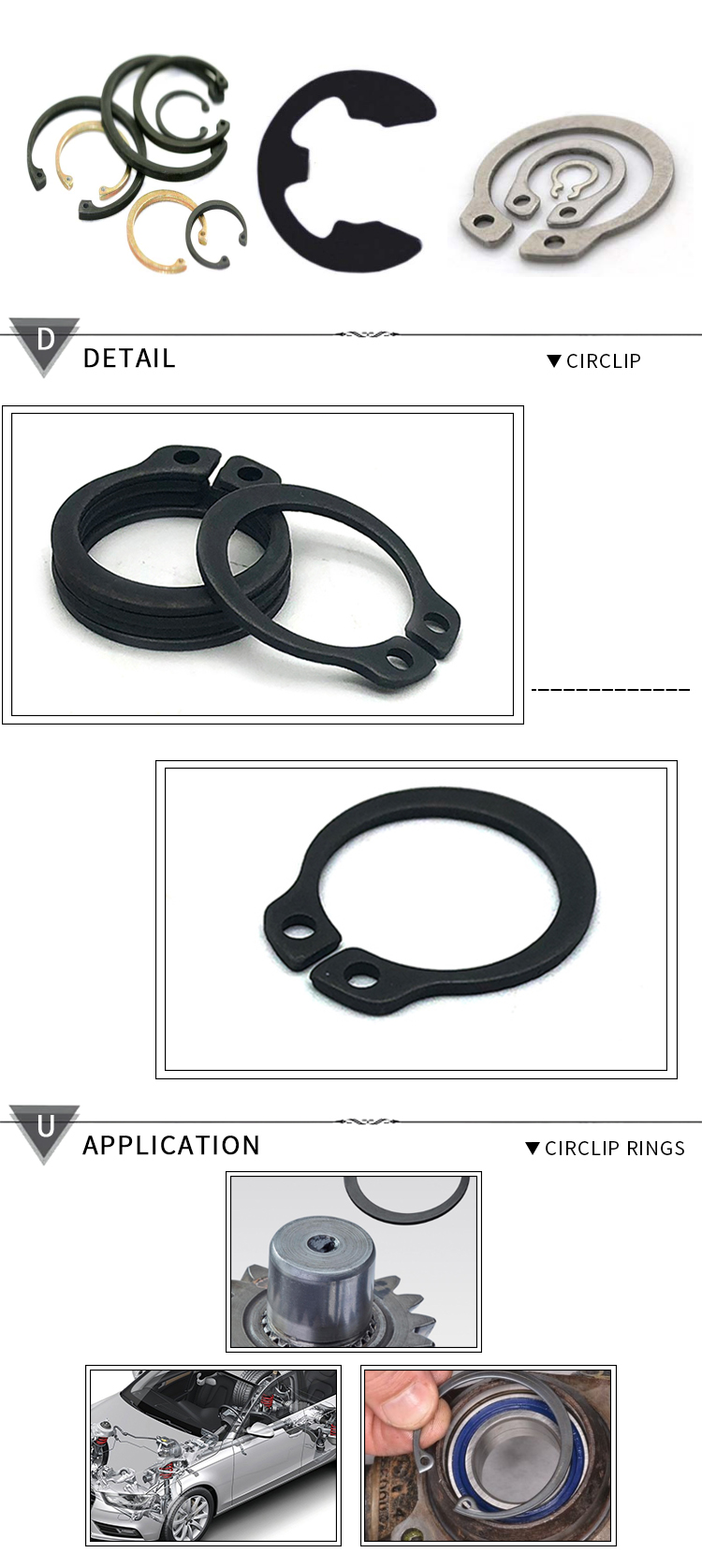 Chuanghe - China factory wholesale m5 41mm 22mm 50mm 220mm 80mm retaining ring internal circlip lock shim washer for shaft circlip 9