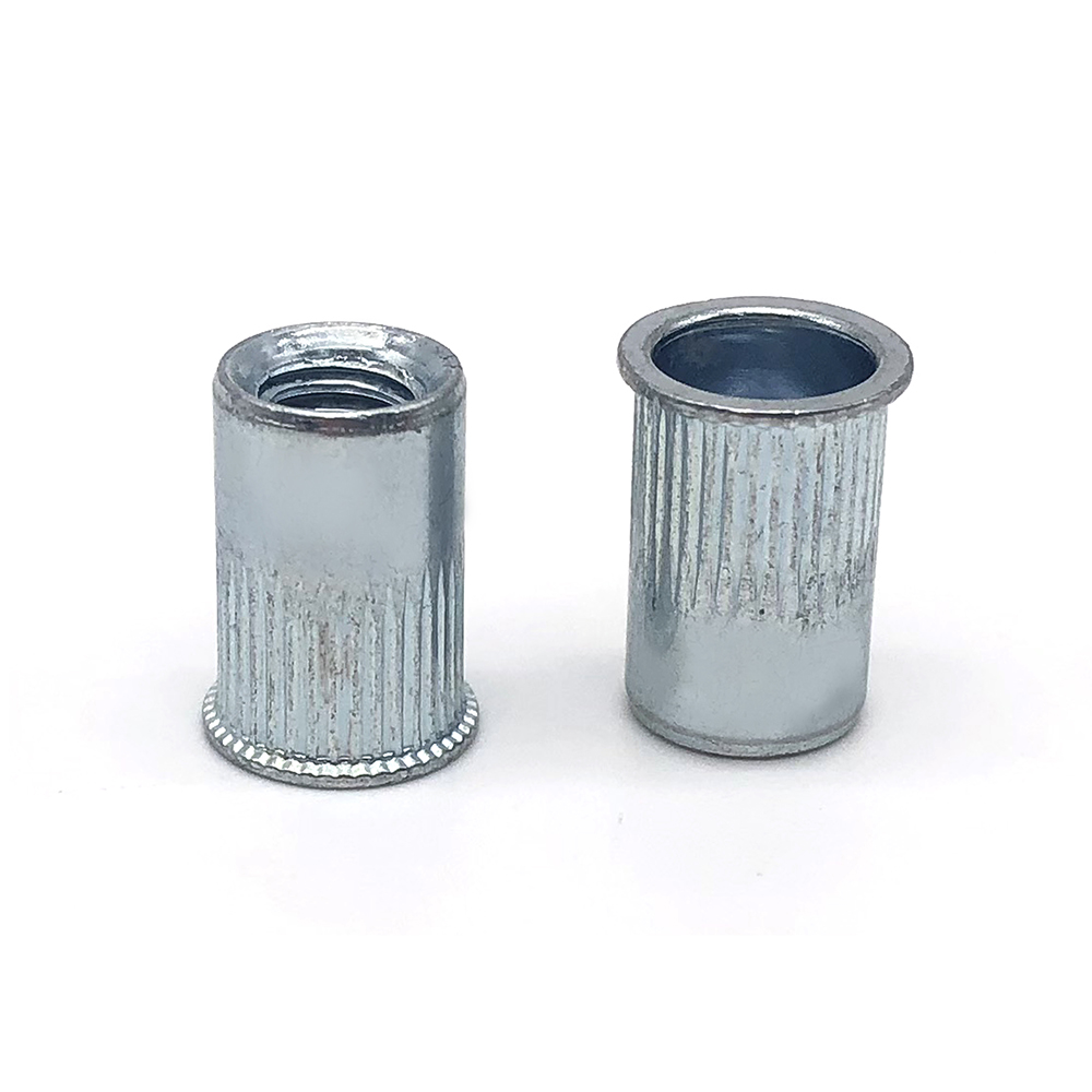 Carbon steel galvanized pulling rivet nut reduce head knurled plain body rivet nut zinc plated stainless steel rivet nut 4