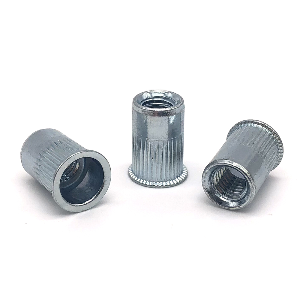 Carbon steel galvanized pulling rivet nut reduce head knurled plain body rivet nut zinc plated stainless steel rivet nut 3