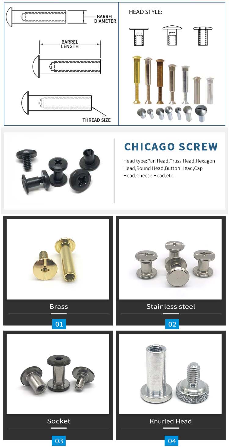 Chuanghe - 2m chicago screw blind aluminium heavy duty stainless steel chicago screws Chicago screw 10