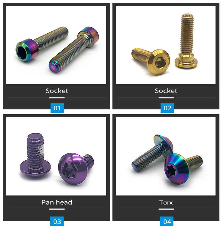 Chuanghe - gr5 Anodized colored M3 M4 M5 M6 M7 M8 M10 bicycle motorcycle titanium screw Titanium screw 6