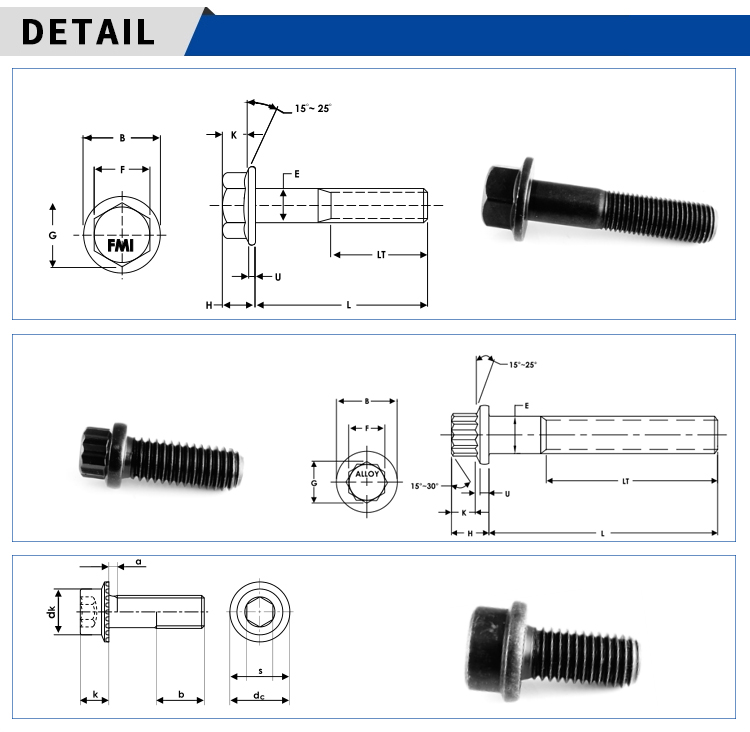 Chuanghe - China supplier wholesale customized metric Serrated titanium 12 point flange Bolt and Nut m6 m10 Stainless Steel hex flange bolt flange bolts 9