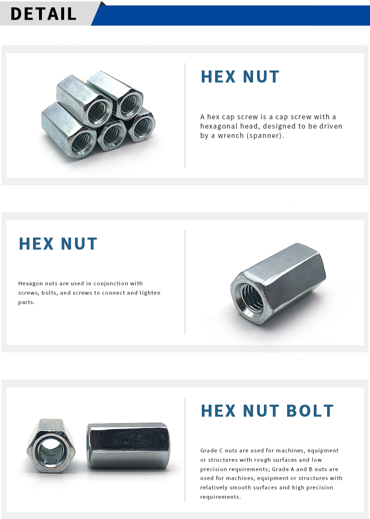 Chuanghe - DIN6334 Long Hex Coupling Nut Long Nut Stainless Steel 304 316 Hex Coupling Nut hex nut 9