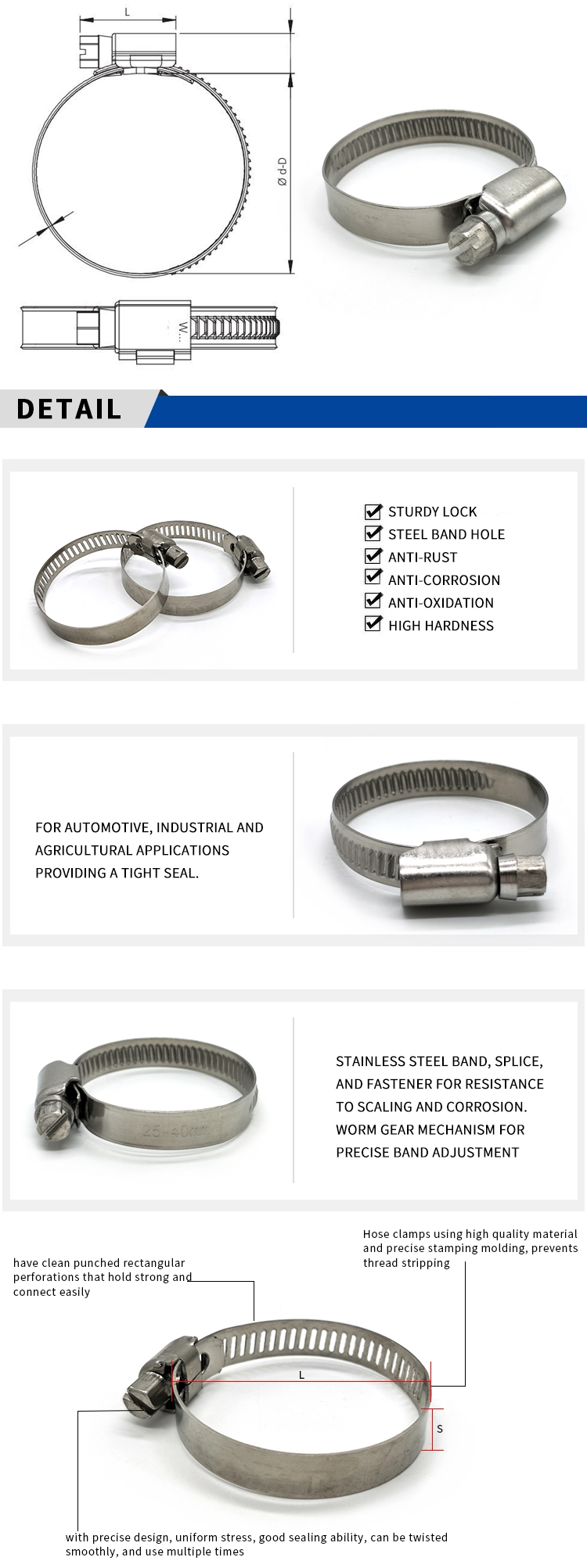 Chuanghe - China wholesale price custom sizes types american of hose clip hydraulic heavy duty 316 stainless steel quick release hose clamp hose clamp 8