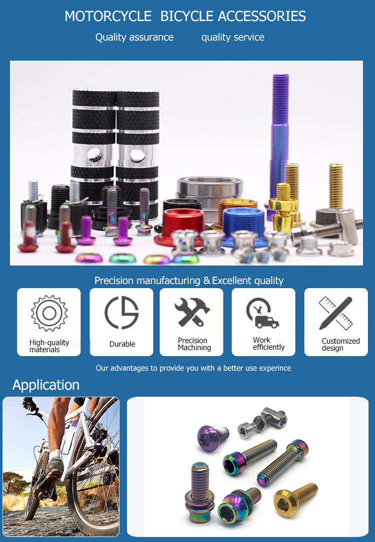 Chuanghe - custom manufacturing bicycle torx stud t25 gr5 M5 M6 M8 titanium bolt titanium bolts 8