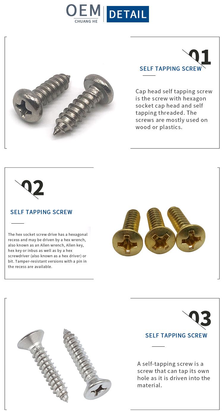 Chuanghe - m1.6 m4.2 Stainless Steel Phillips countersunk Head Screws for Sheet Metal Self-tapping screw 10