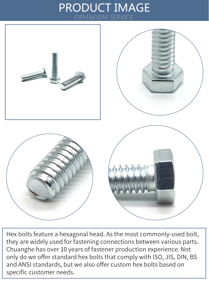 Chuanghe - China supplier din 933 hexagon bolts astm a325 flat hex bolt 88 galvanized hex bolts 7