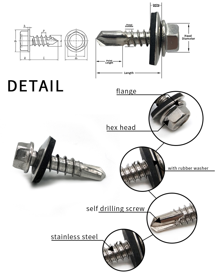Chuanghe - Wholesale Building roofing screw galvanised metal hexagon head tek wood stainless steel hex self drilling screw with epdm washer Self drilling screw 10