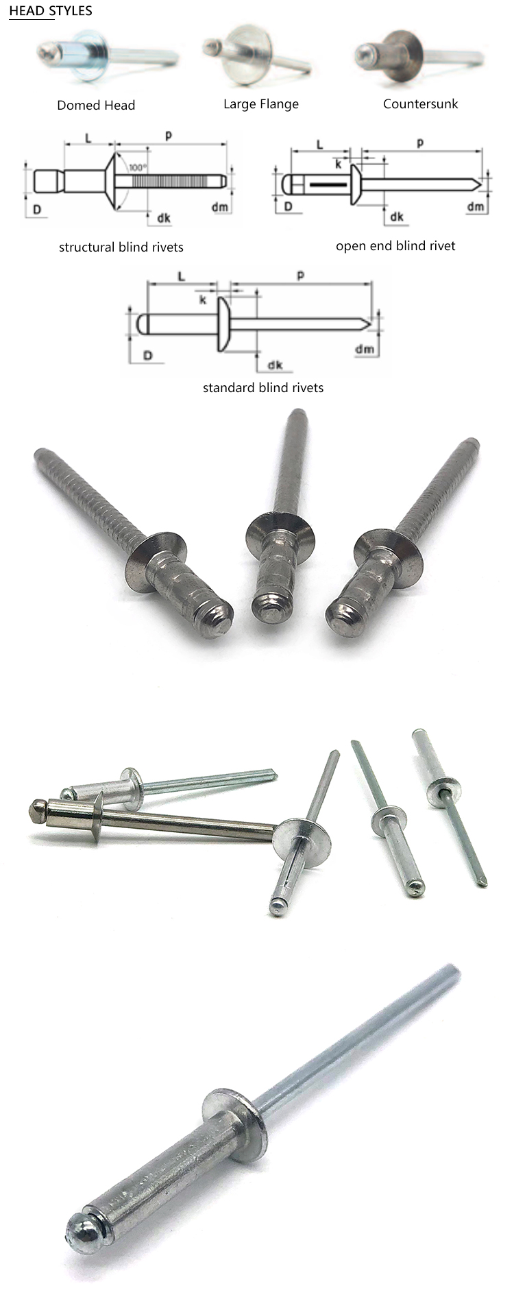 Chuanghe - Wholesale price din 7337 waterproof 2mm 1/2 3/16 3/32 csk metal structural 6100 Open type end anodized Aluminium Pop Blind Rivet blind rivet 9