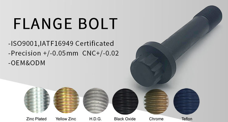Chuanghe - Phosphate coating m8 black flange bolt din 65438 aluminum 12 point flange bolt flange bolts 8