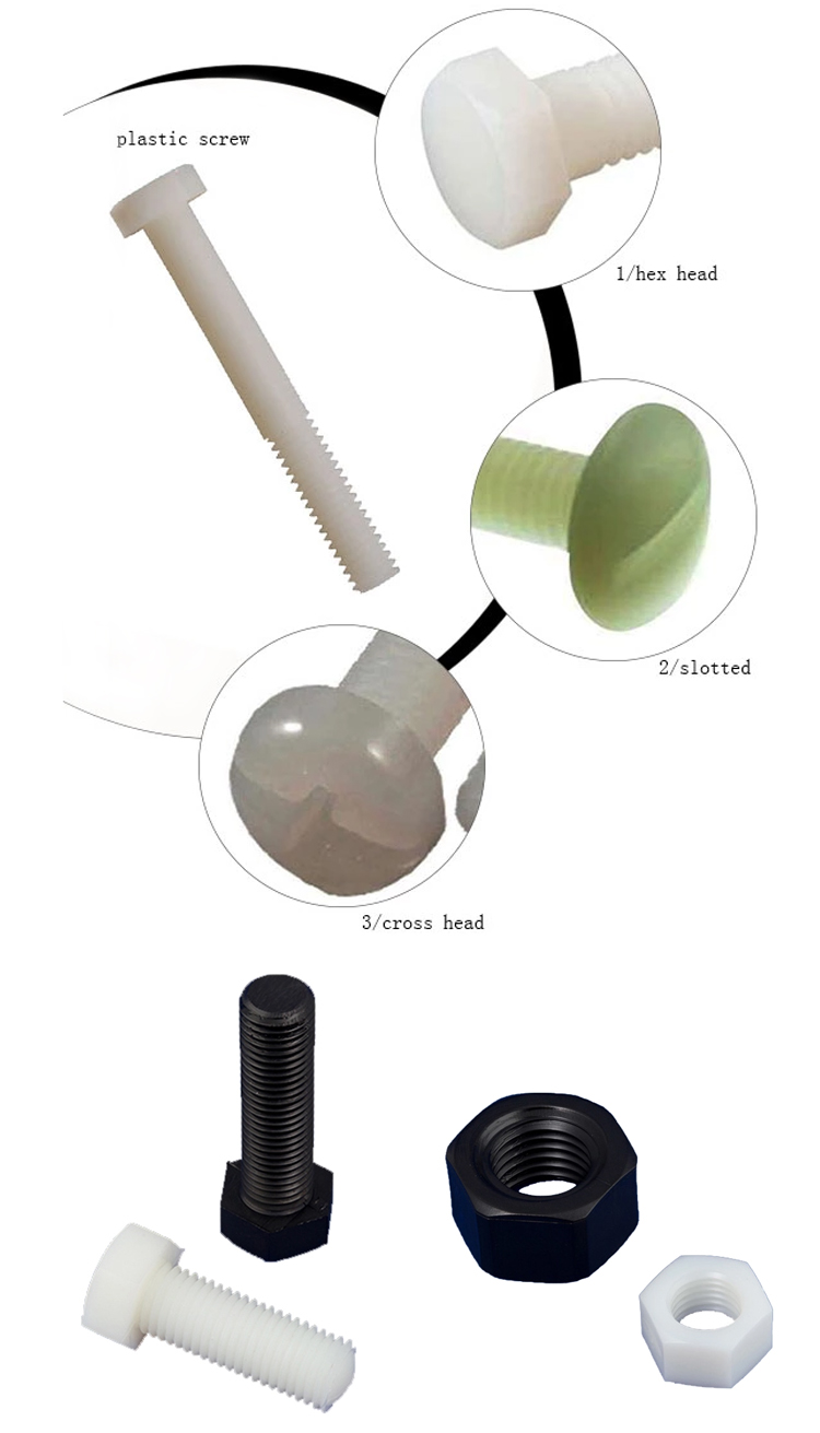 Chuanghe - China wholesale factory black white colors m3 m4 m5 m6 m7 m30 screw and nuts full thread PA66 nylon plastic hex head bolt hex bolts 9