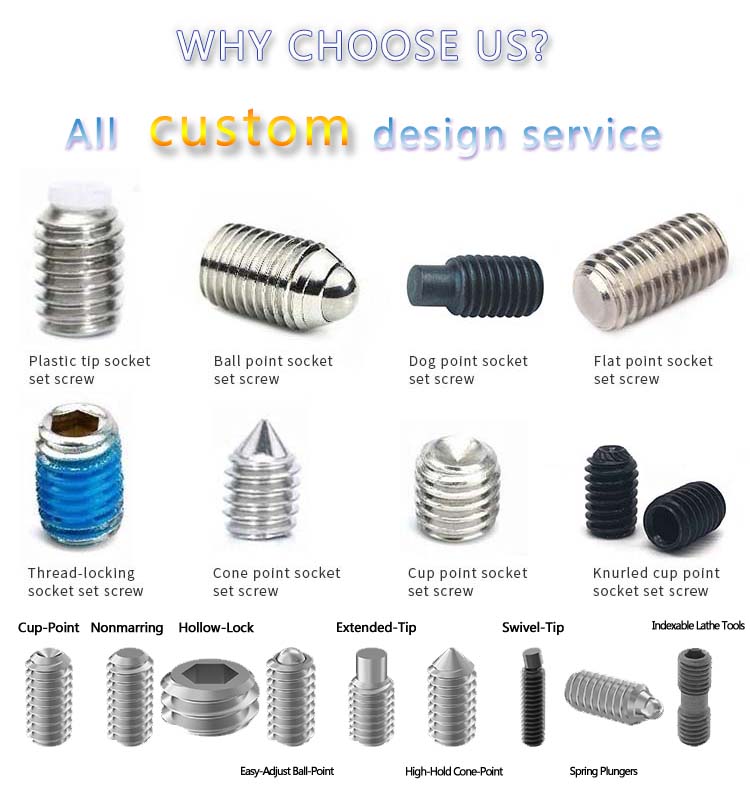 Chuanghe - Custom nylon tip headless hexagon allen screw flat point oem brass stainless steel hollow screws hex socket head grub set screw Set screw 8