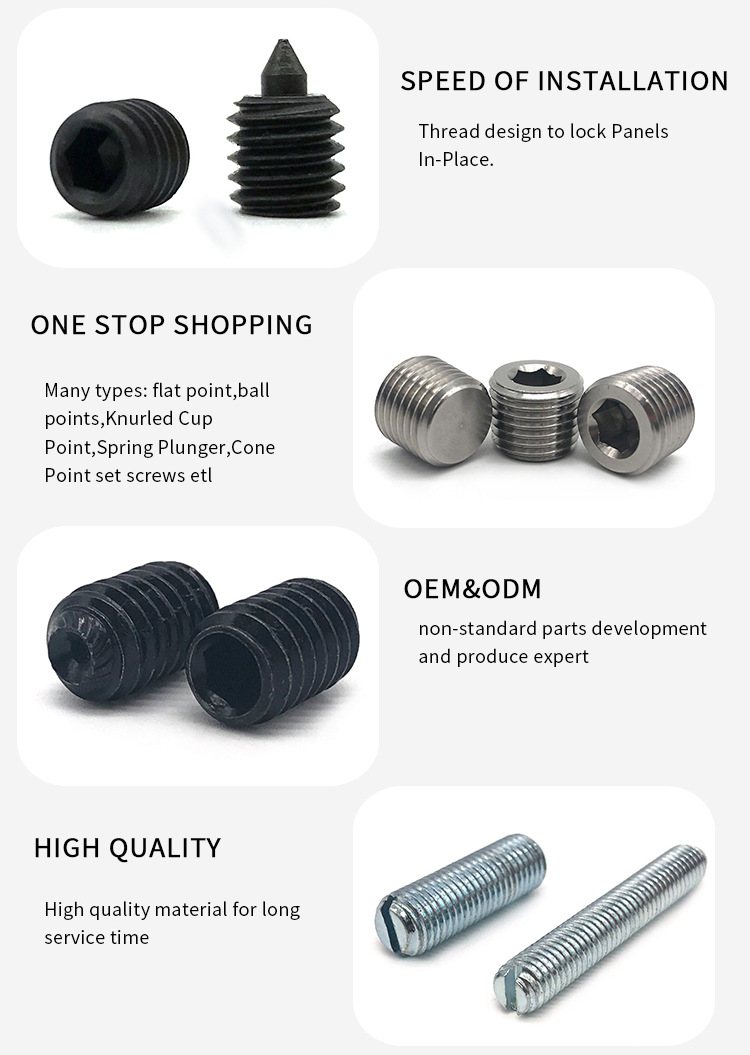 Chuanghe - Custom nylon tip headless hexagon allen screw flat point oem brass stainless steel hollow screws hex socket head grub set screw Set screw 10