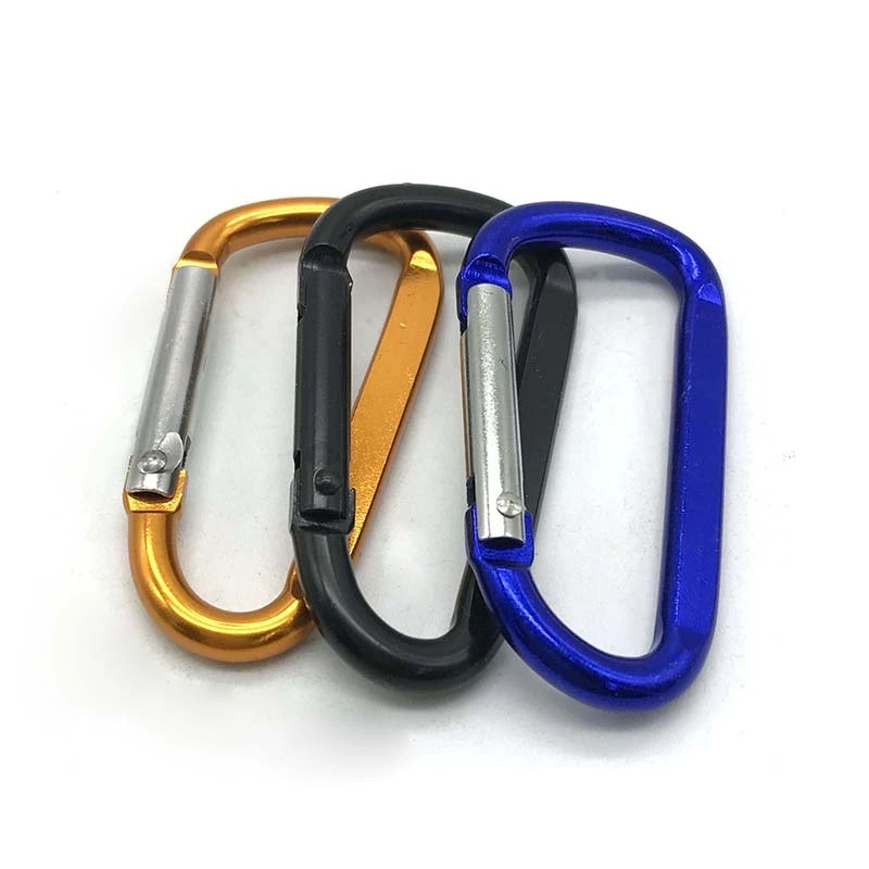 Chuanghe - China wholesale custom mini small 5mm flat key ring round metal snap clip hook locking double keychain black aluminum carabiner Carabiner 1