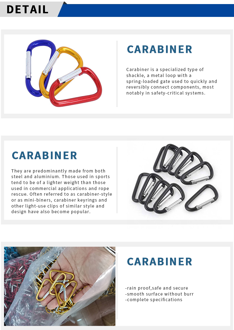 China wholesale custom mini small 5mm flat key ring round metal snap clip hook locking double keychain black aluminum carabiner