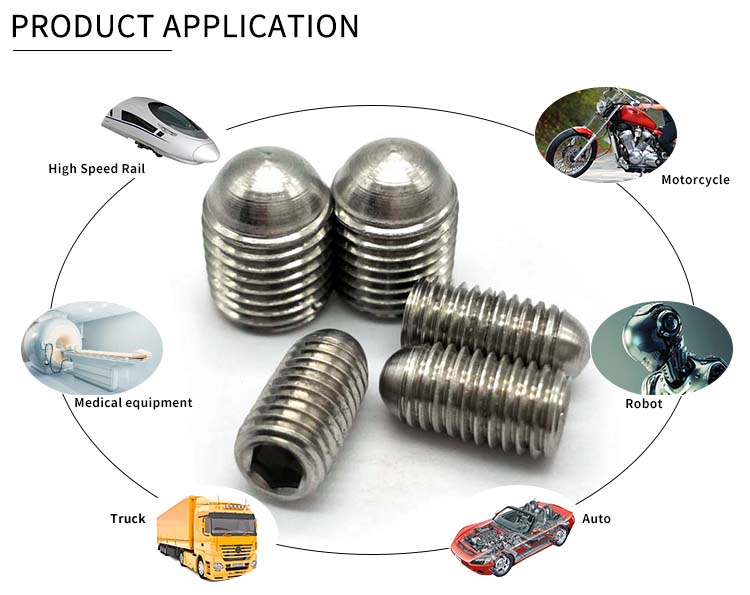 Chuanghe - Customized stainless steel computer Plugs screw Hexagon Socket Allen Drive Flat Point Grub Set Screws 1/8 M4 M5 M6 Set screw 10