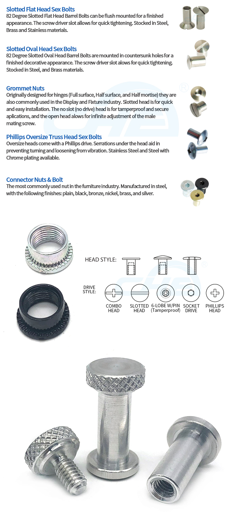 Chuanghe - Custom metal galvanized deck philips Slotted Stud Screw round head Male And Female leather chicago screw rivets Chicago screw 9
