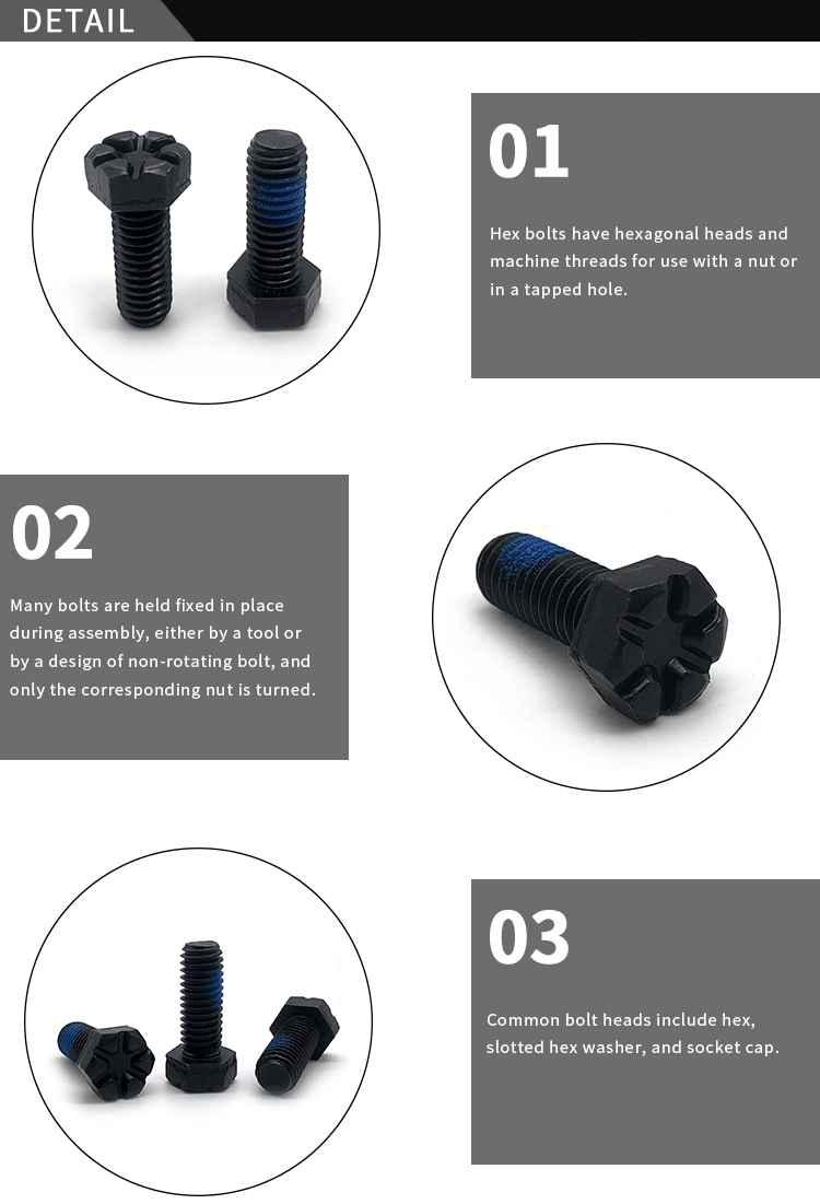 Chuanghe - customized m3 m8 m9 m10x75 m26 12mm m58 galvanized hex head carbon steel Slotted hex head bolt hex bolts 9