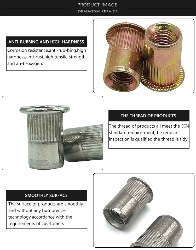 Rivet Nut/Rivnut Flat Head Metric rivet nut threaded inserts nutsert countersunk head splied m5 m6 m8 riveting nut Made in China