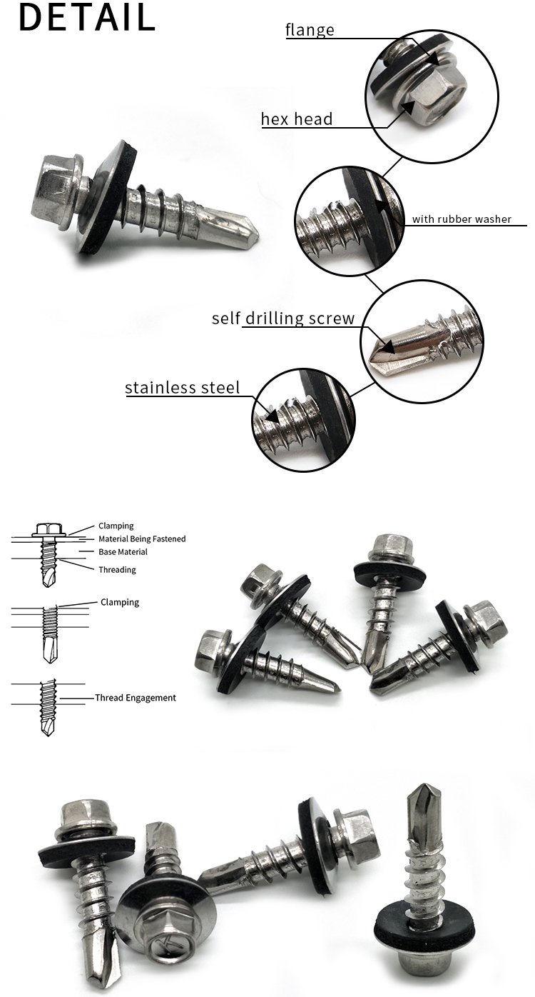 Chuanghe - din 7504k carbon steel self-drilling hexagon head screw Self drilling screw 10