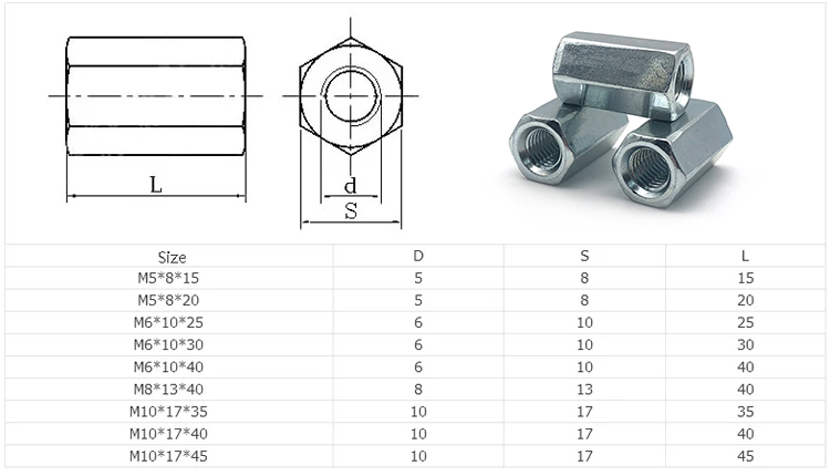 Chuanghe - China manufacture heavy long hex coupling nut DIN 6334 OEM Hex Long Nut hex nut 8