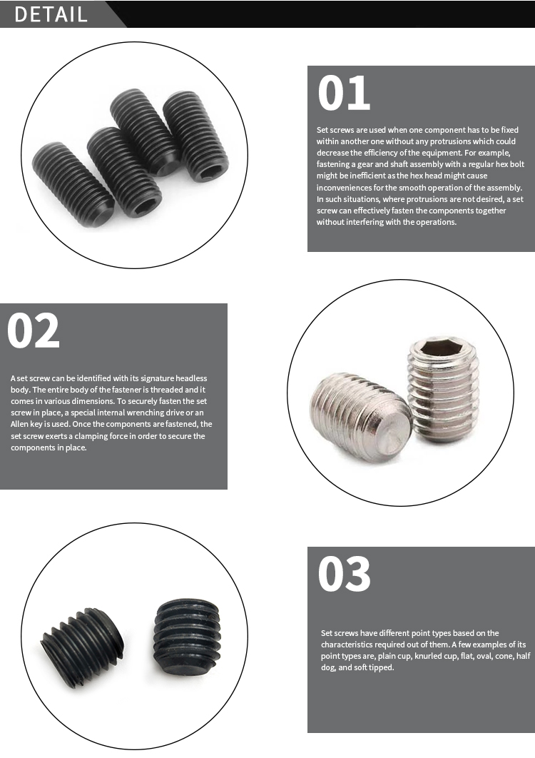 Chuanghe - Made in China Stainless Steel SS304 SS316 Spring Plungers Hex Socket Ball Point hollow m3 Set Screws Set screw 10