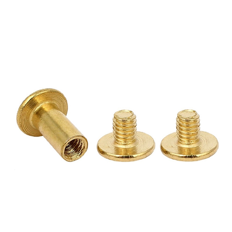 Chuanghe - China custom m2 m5 m8 1/8 book binding post rivets slotted chicago screw brass male and female screws Chicago screw 1