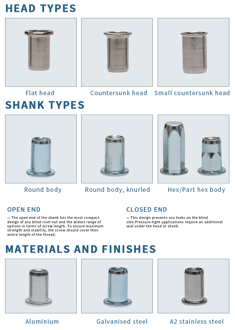 Chuanghe - China Fastener Factory Flat head carbon steel galvanizing M5 M6 M8 Rivet nut rivet nut 9