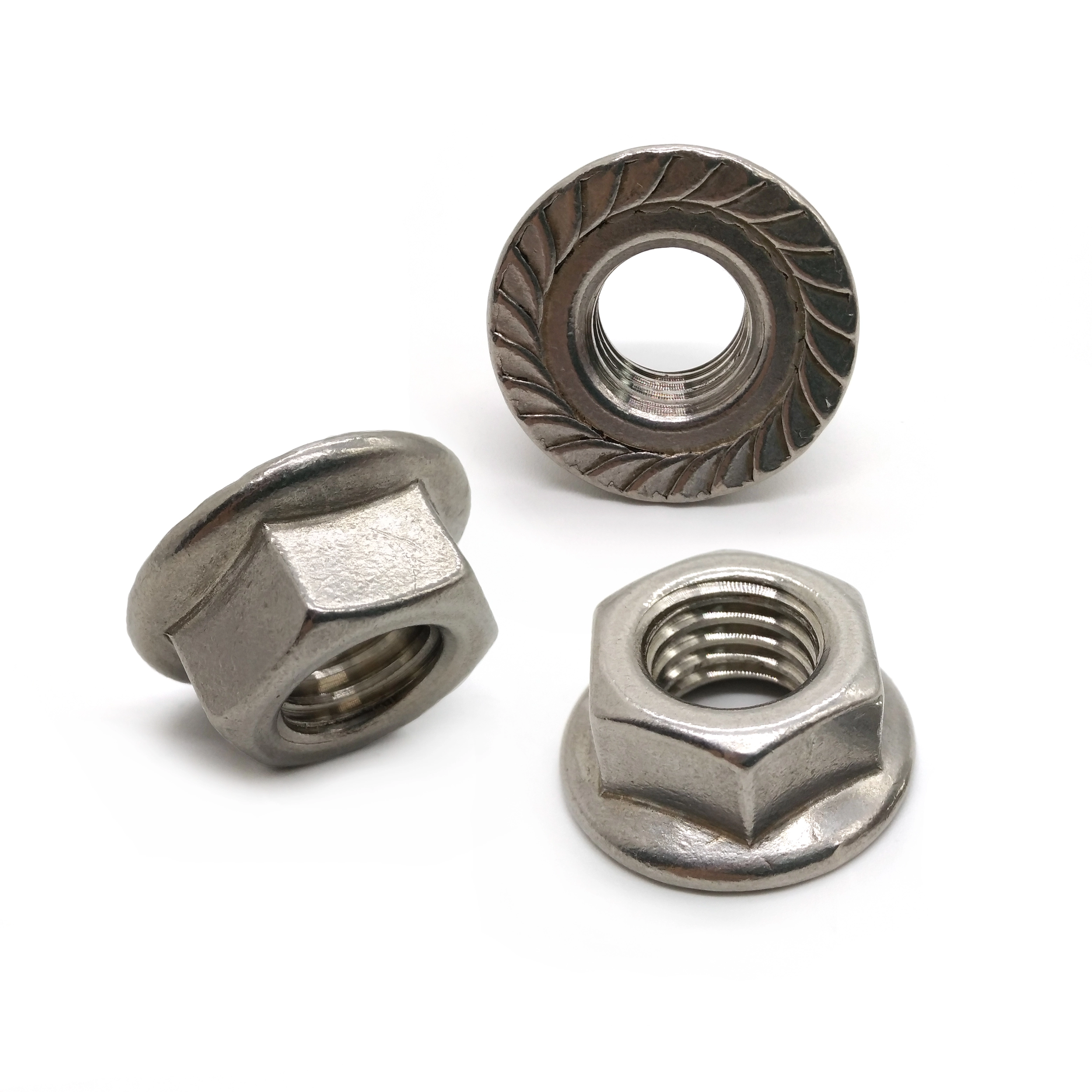 Chuanghe - China wholesale customized DIN6923 m7 m8 m10 m16 serrated knurled self-locking hexagon nut stainless steel A2 A4 hex flange nut flange nut 1