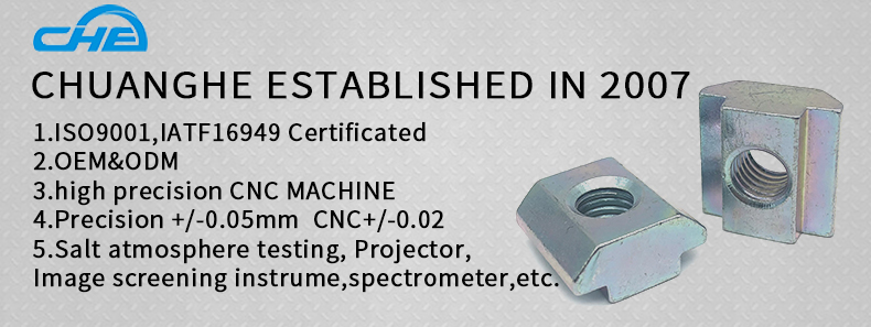 Chuanghe - China wholesale cnc machining parts turning profile climbing square sliding 3/8 m3 m5 m6 m8 m10 m14 stainless steel t slot nut t nut 8