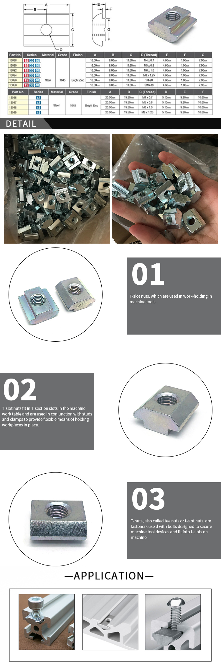 China wholesale high precision stainless steel hammer head drop in t-nut for aluminium profile Zinc plated slot t sliding nut