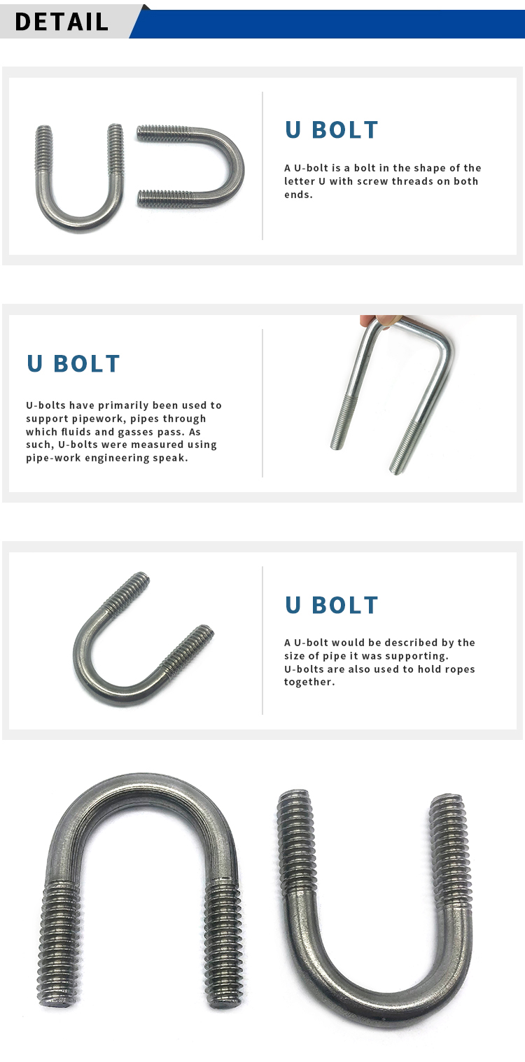 Chuanghe - China wholesale truck coated Heavy Duty bracket Galvanized Square shape u-bolt and Nut differ type 316 Stainless Steel U Bolt u bolts 9