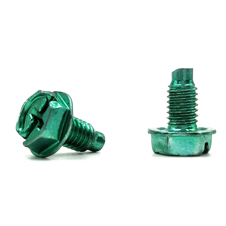 Chuanghe - China Wholesale Green Color Slotted Hex Washer Head Grounding Screw special screw 7