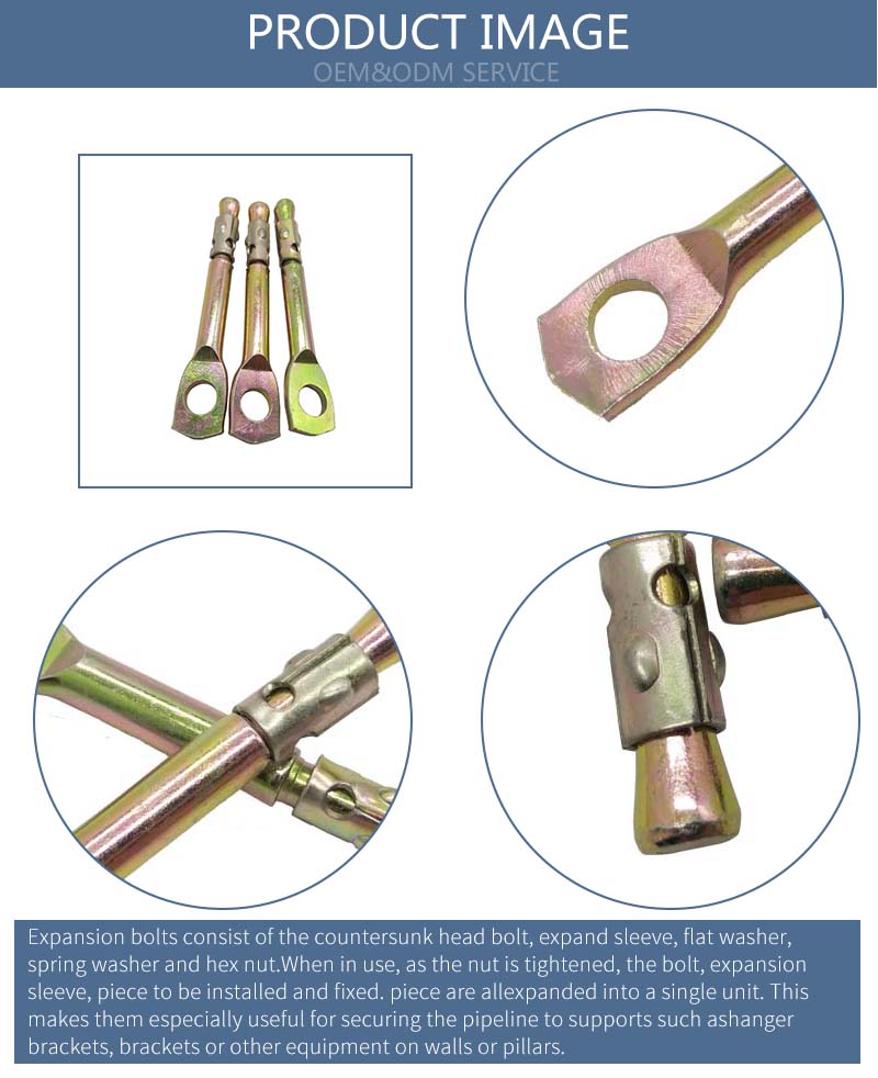 Chuanghe - Factory Price Ceiling Concrete Tie Wire Ceiling Anchor With Eye Yellow Zinc expansion bolts 7