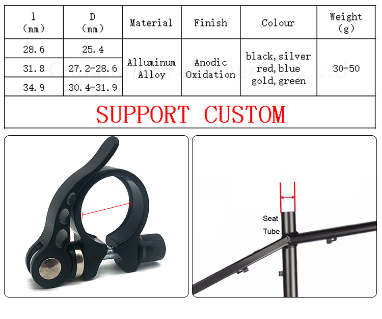China wholesale Aluminum Quick Release Bicycle seat Post seat post Clamp 31.8mm 36mm 28.6 32mm 34.9 mm tube bike seatpost clamp