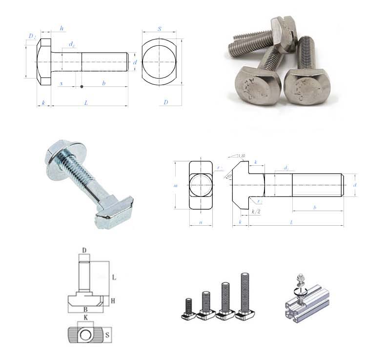 Chuanghe - China Factory Carbon Steel Color Zinc Plated M5 M6 M8 Square Hammer Head T Bolt Fastener t bolts 9
