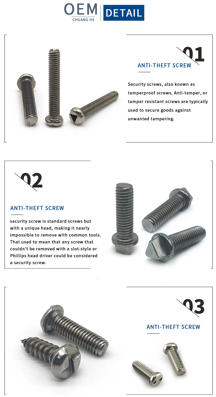 Chuanghe - Stainless Steel 304 Tamper Proof M3 H Drive Pan Head Anti-theft Security Screw Anti-theft screw 8