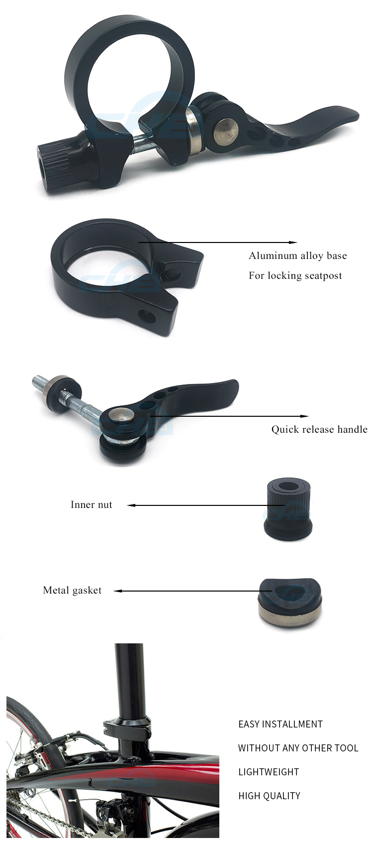 Wholesale mountain Aluminum Alloy 28.6mm 31.8 Anodized Bike seatpost clamp Cycling Quick Release Bicycle Parts Seat Post Clamp