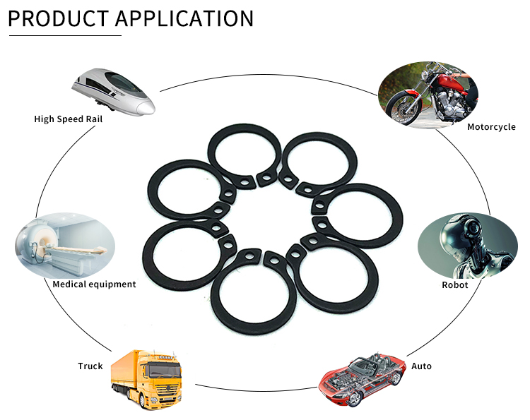 China wholesale oem stainless steel flat spring external e clip washer for shaft din 471 12mm 17mm circlips retaining rings
