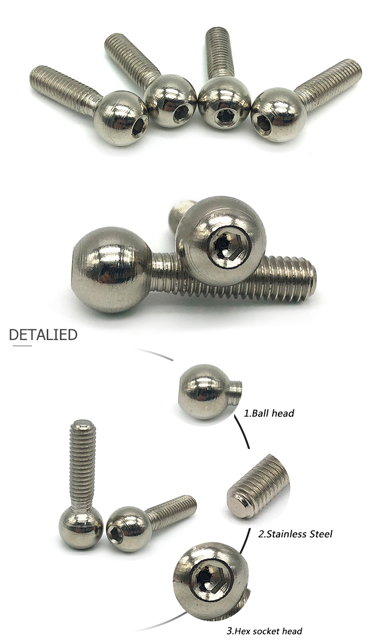 Chuanghe - Hardware materials Stainless Steel wholesale Custom metal m7 m8 3mm hex hexagon socket cap allen Special shaped Ball Head Screw ball head screw 8