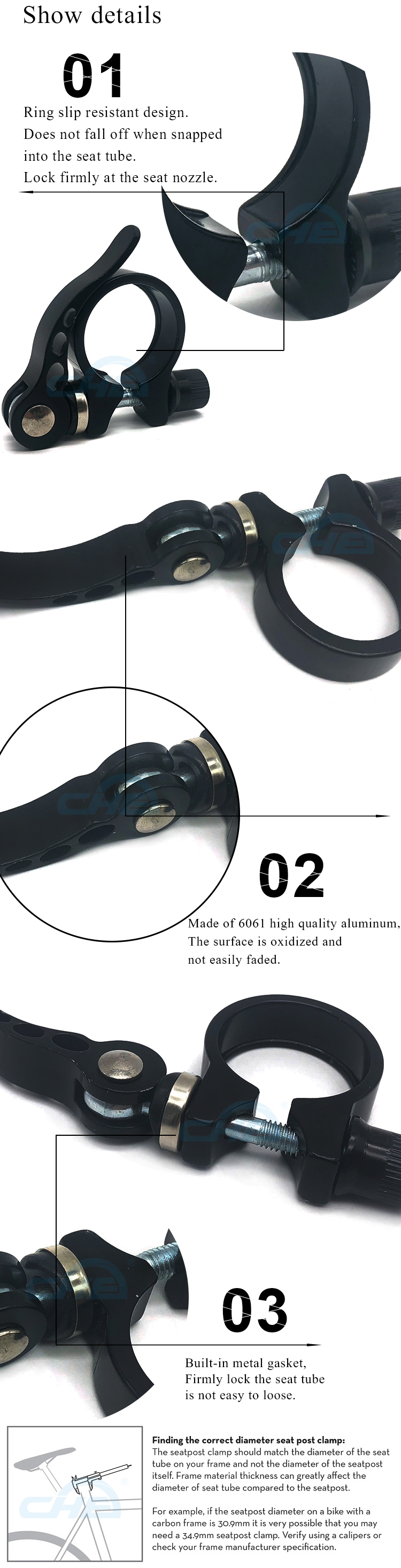 China wholesale Road Mountain titanium bicycle clamp 34.9mm 36mm 28.6 seat clamp Cycling Tube Clip quick release seatpost clamp