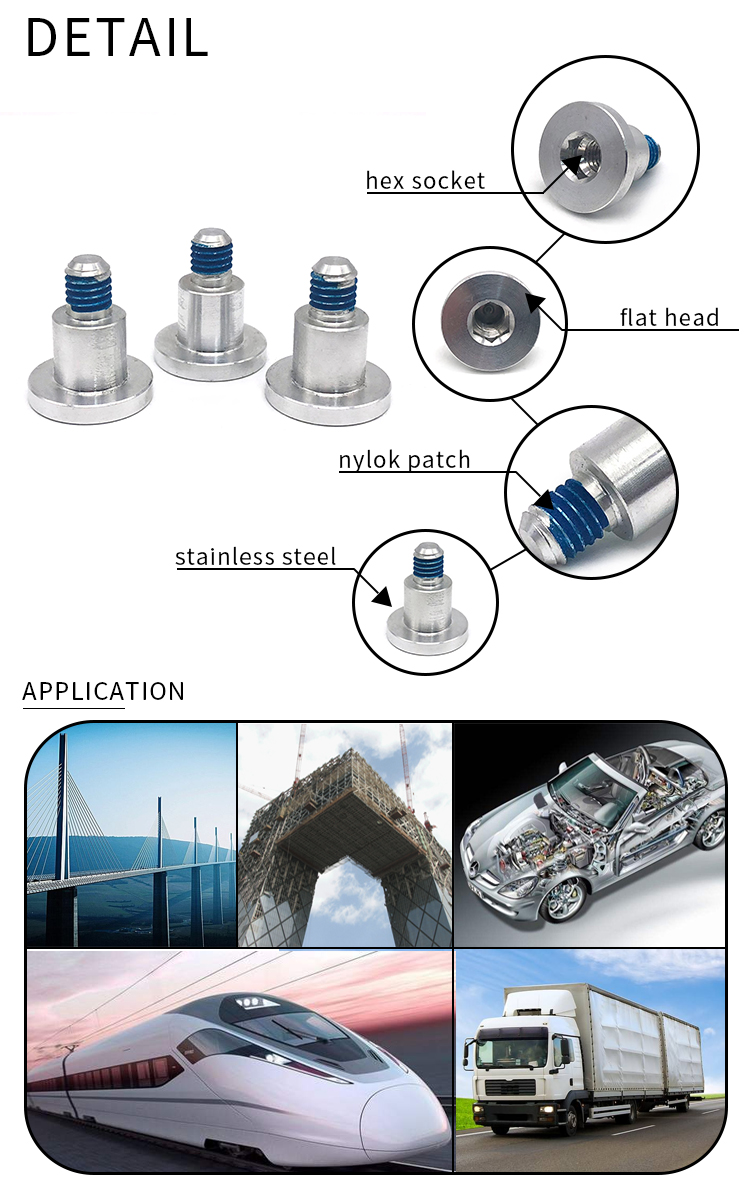 Chuanghe - China Customized CNC mahined precision special non-standard furniture nylok patch hex socket flat stainless steel shoulder screw Shoulder screw 9