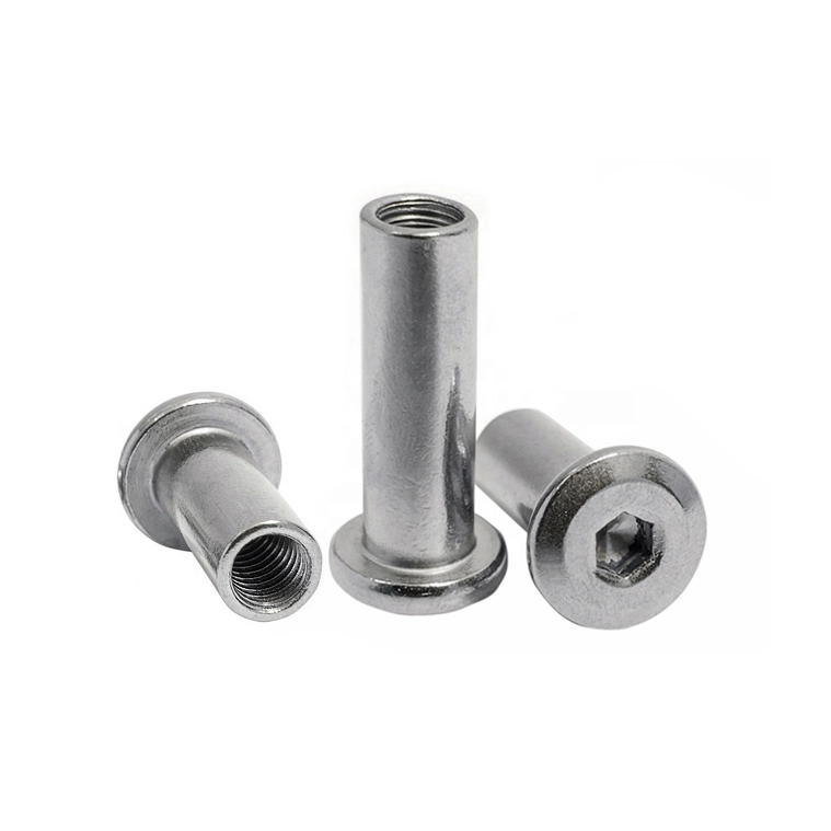 Chuanghe - Wholesale Flat Head Hex Socket Sleeve Barrel Nut Furniture Connector binding post nuts 1/4-20 M6 M10 stainless steel Sleeve Nut Sleeve nut 1